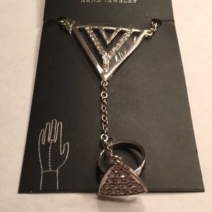 New Guess silvertone & rhinestone hand jewelry